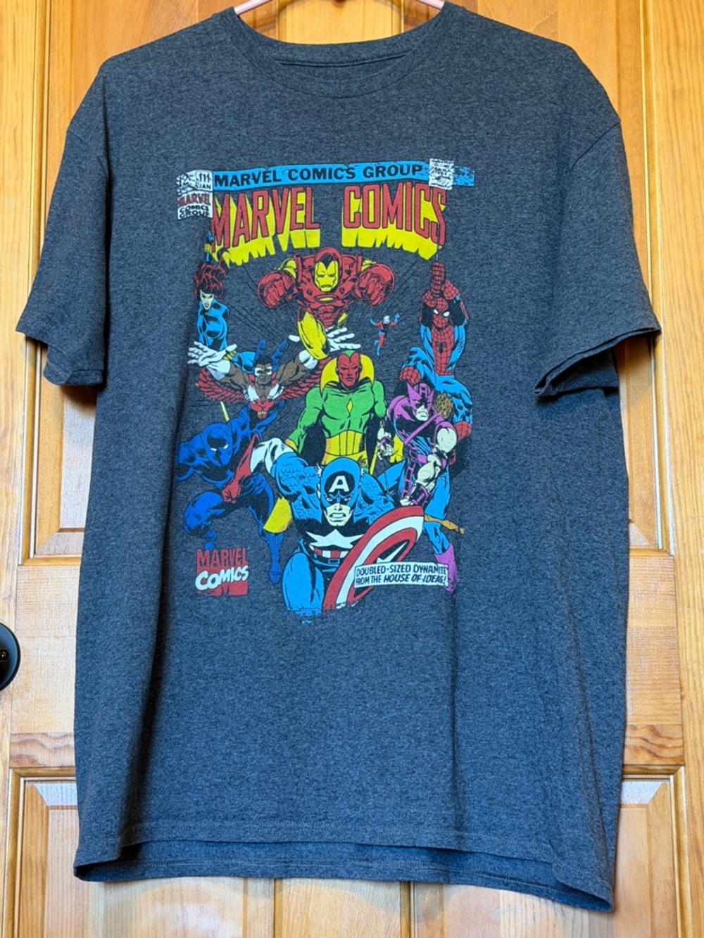 Marvel Gray Graphic Tee with Red, Yellow & Blue Print